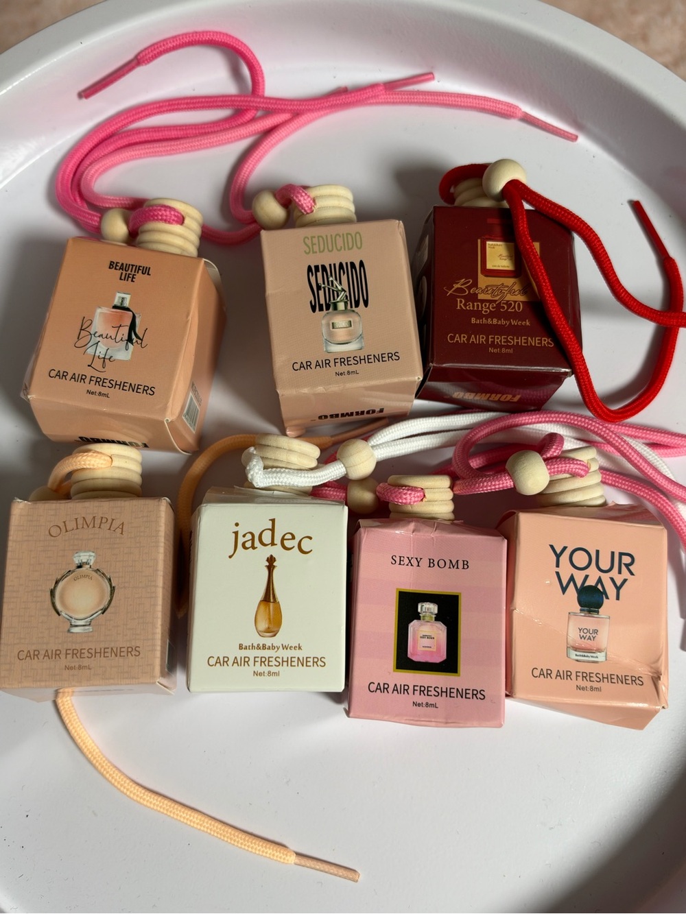 Assorted Women’s Car Air Freshener Bag Charm - Pink & Peach